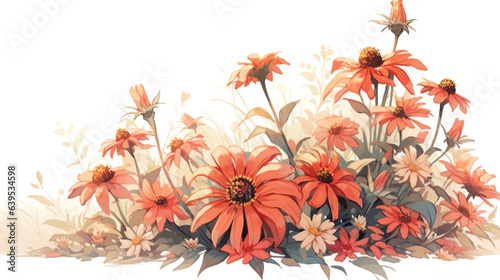 Vintage Echinacea Art with White Background