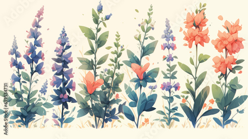 Vintage Salvia Design with Complementary Colors Background