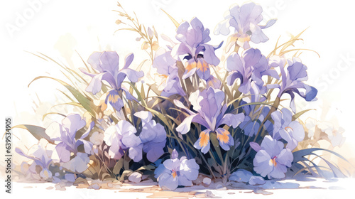 Watercolor Vintage Iris Theme with Complementary Colors Background