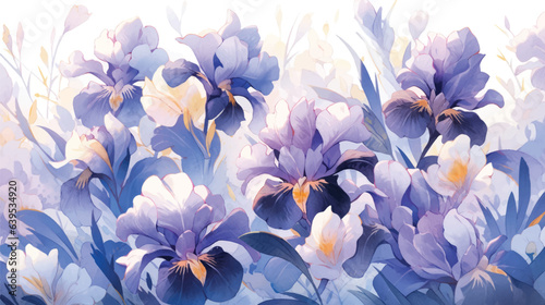 Watercolor Vintage Iris Theme with Complementary Colors Background