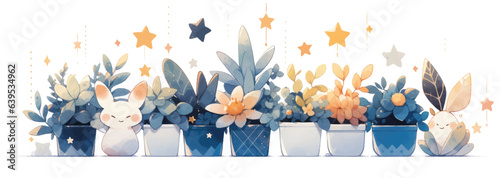 Watercolor Vintage Hoya Art with White Background