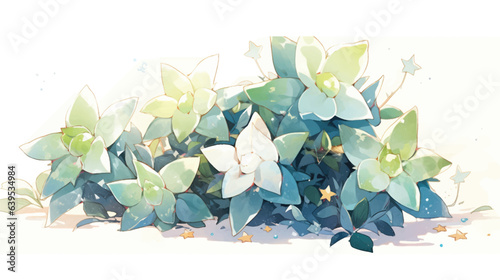 Watercolor Vintage Hoya Art with White Background
