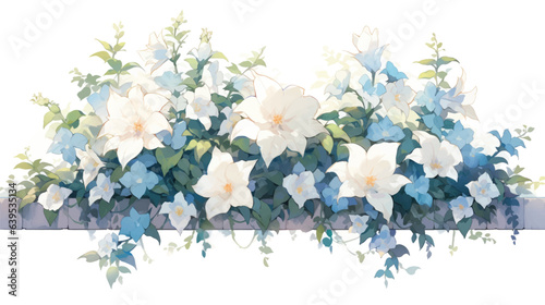 Watercolor Vintage Jasmine Art with White Background