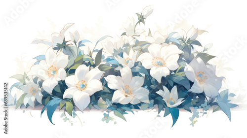 Watercolor Vintage Jasmine Art with White Background