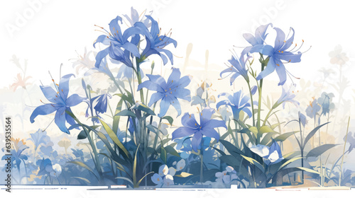 Wallpaper Mural Watercolor Vintage Agapanthus Art with White Background Torontodigital.ca
