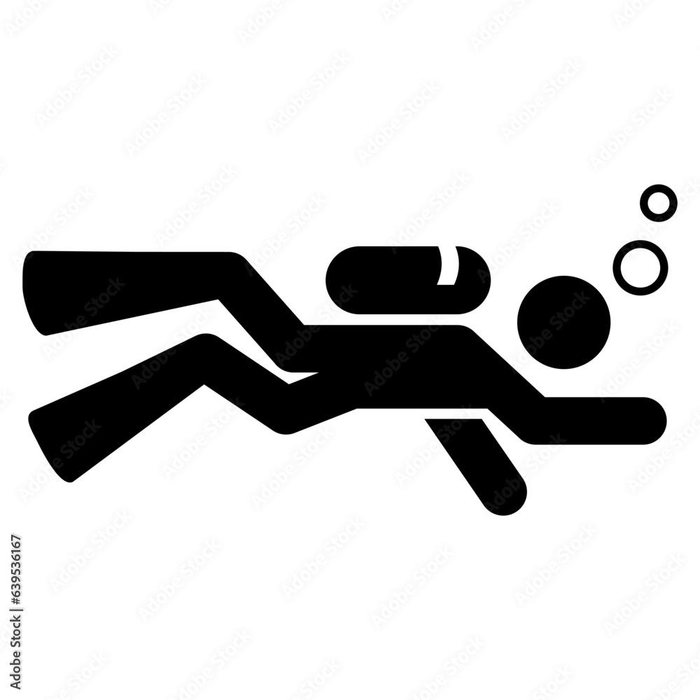Diver and diving icon. Black and White line art style, editable vector Illustration file on transparent background. Diver and diving icon. Black and White line art style, editable vector Illustration file on transparent background.