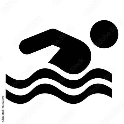 Swimming icon. Black and White line art style, editable vector Illustration file on transparent background.
