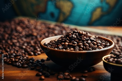 close up view of roasted coffee beans on dark background