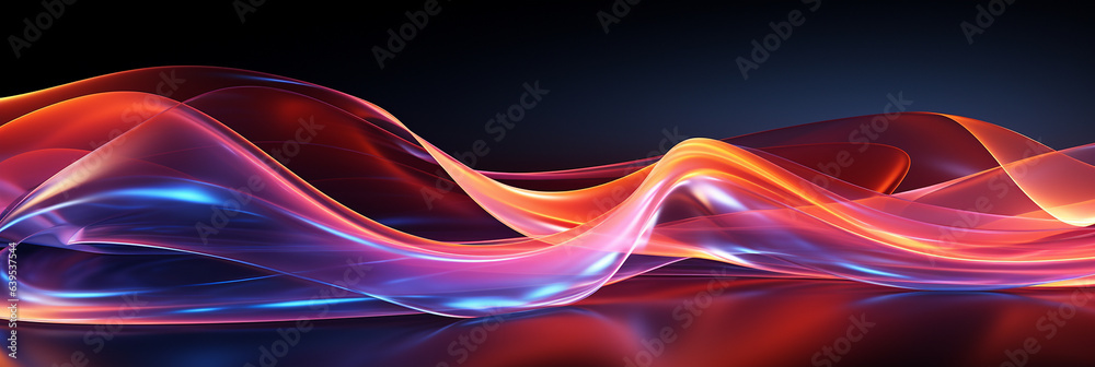 Schöner abstrakter futuristischer Hintergrund in welligen bunten leuchtenden Farben für Webdesign und Drucksachen als Vorlage in Querformat für Banner, ai generativ Schöner abstrakter futuristischer Hintergrund in welligen bunten leuchtenden Farben für Webdesign und Drucksachen als Vorlage in Querformat für Banner, ai generativ
