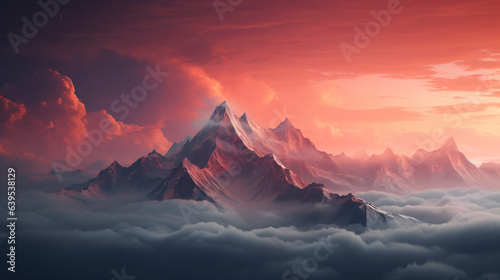 Beautiful landscape, mountain and clouds