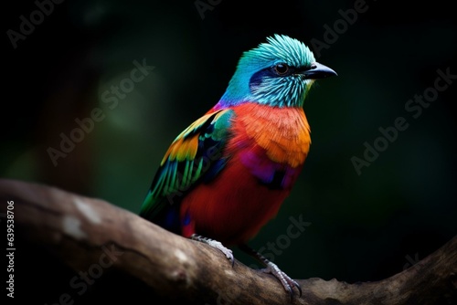 Beautiful and colorful bird. Generative AI © Lorcan