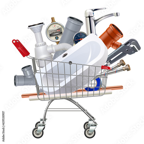 Vector Supermarket Trolley with Sanitary Engineering