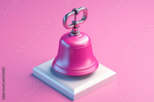 Pink bell gracefully displayed on matching pink background, offering charming and stylish visual element.