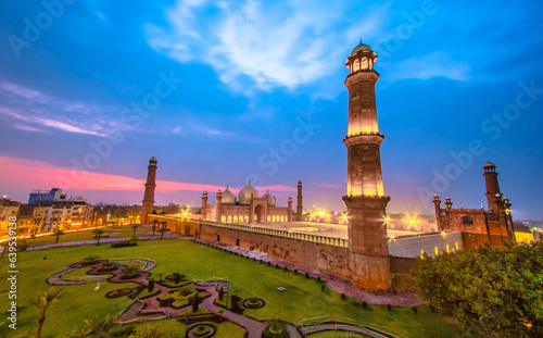  Badshahi Mosque is an iconic Mughal-era congregational mosque in Lahore, Pakistan.  photo