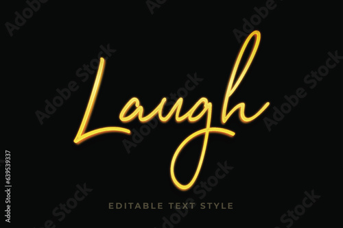 Laugh gold effect  editable font style in with black background