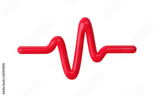 Medical and health icon. 3d cardio line. Ecg symbol, heart rate, pulse, electrocardiogram,heartbeat. Vector cartoon illustration