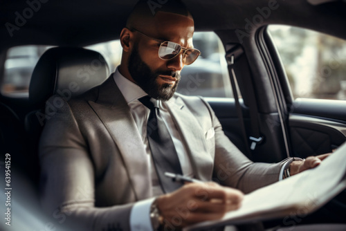 Businessman works sitting in a premium car © ProstoSvet