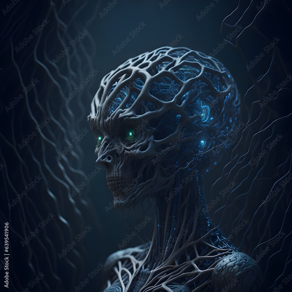Obraz premium Fictional intracranial and neural structures, Generative Ai