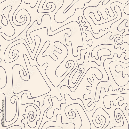 Vector surreal seamless srtwork with wave hand drawn patterns for print fabric, textile, apparel clothing.