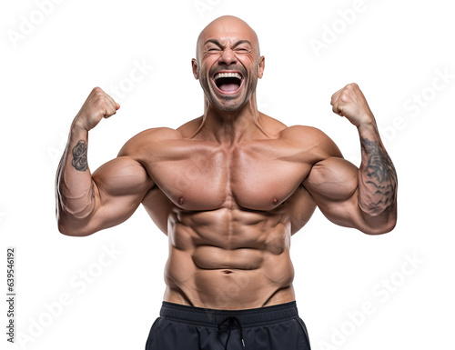 Happy bodybuilder showing off his body, cut out