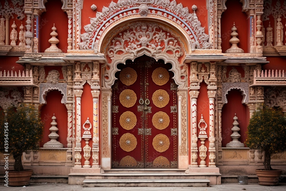 winter entrance to goddess devi at city palace in Jaipur. Generative AI