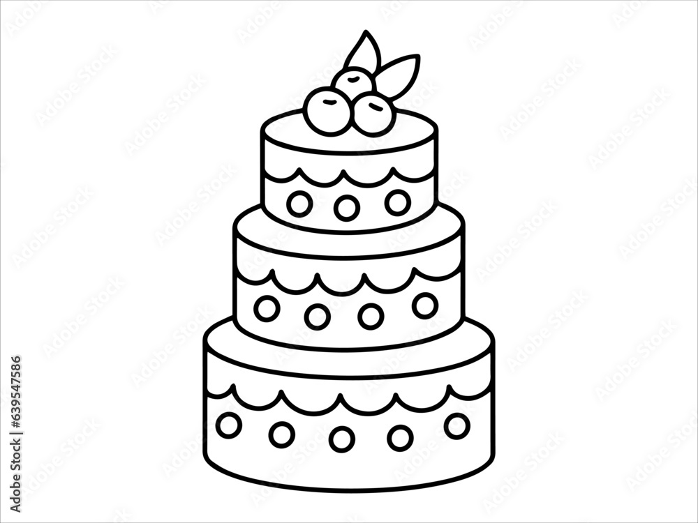 Birthday Cake Food Outline Illustration
