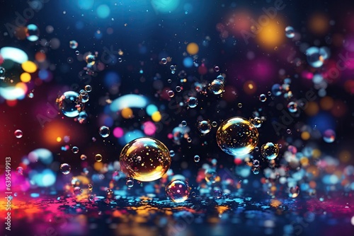 Abstract background with colorfull bubbles on dark blue background