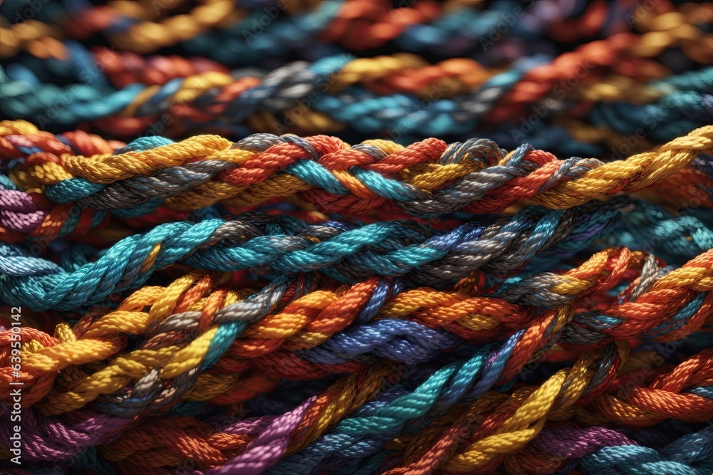 close up Multicolored ropes abstract background