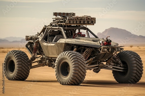 Unconventional desert race with an unusual off-road vehicle. Generative AI