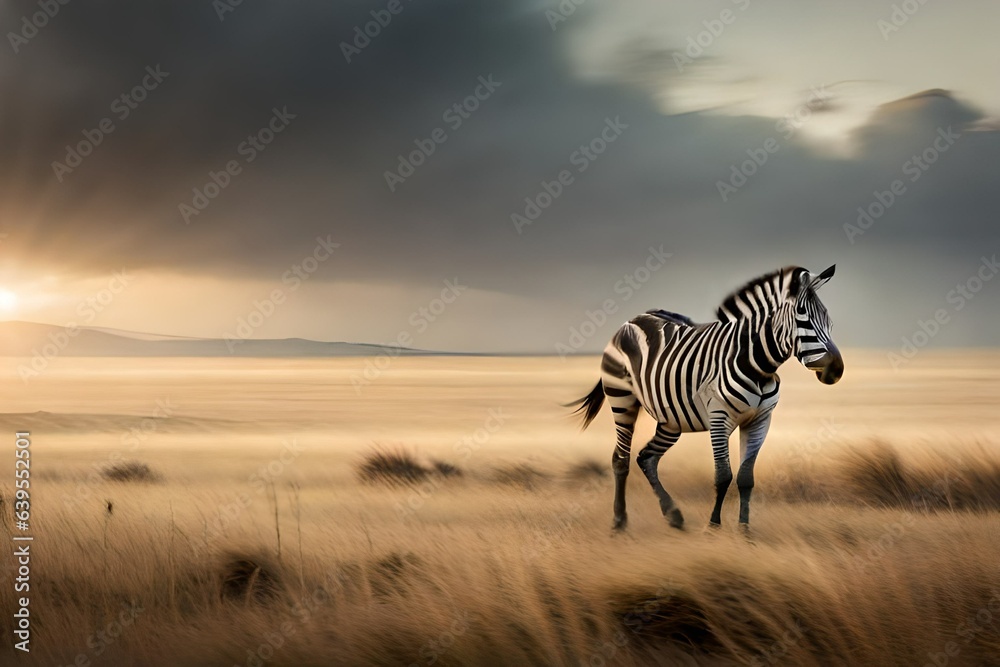 Obraz premium zebra at sunset