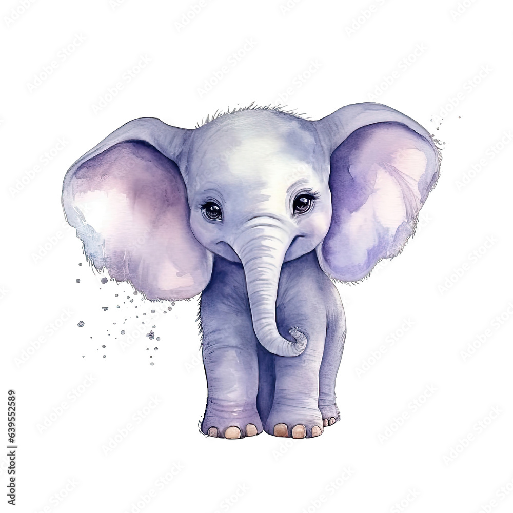Baby Elephant Dreams in Watercolors