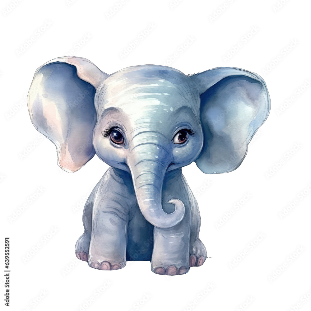 Cherished Baby Elephant Painting isolated on transparent background png - Generative AI