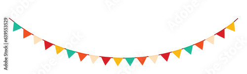 Festive flag garland vector illustration. Retro bunting in simple flat