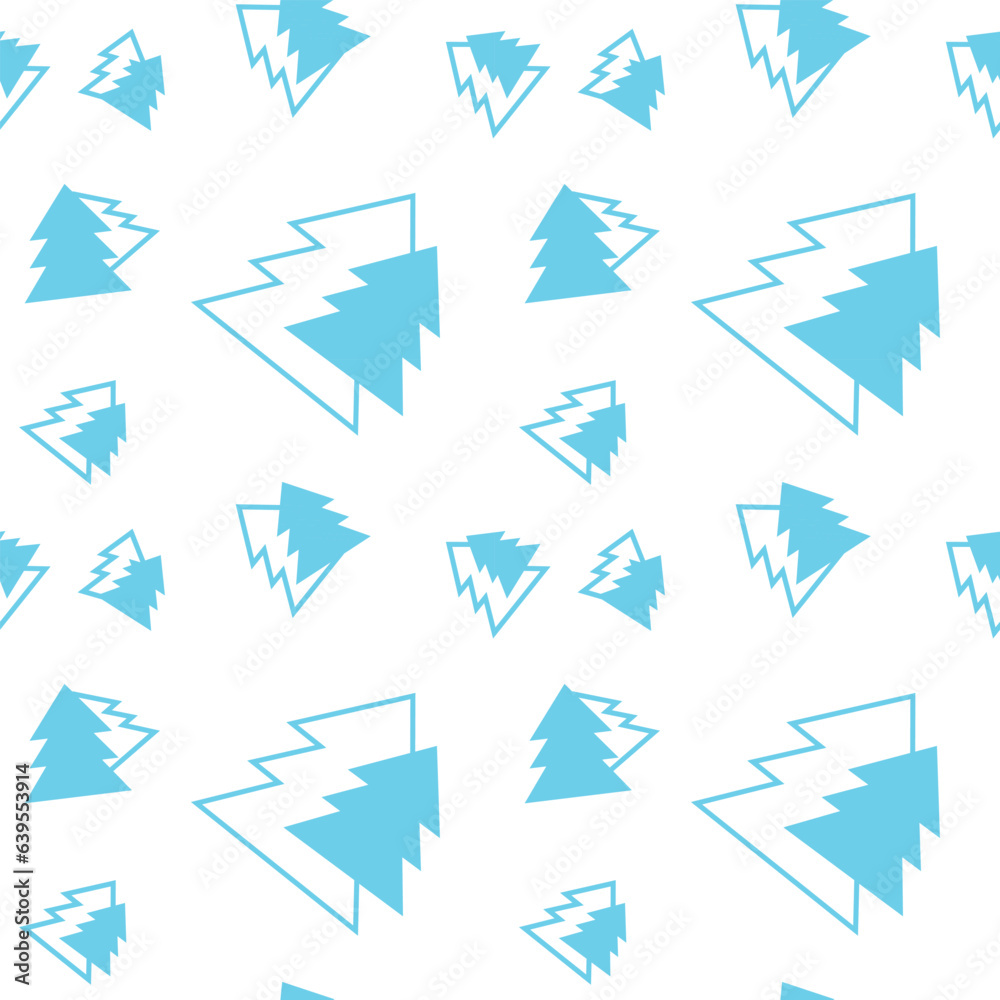 New Year Christmas trees New Year's packaging background postcard blue ornament lines greeting package background repeating continuous pattern New Year Christmas trees New Year's packaging background postcard blue ornament lines greeting package background repeating continuous pattern