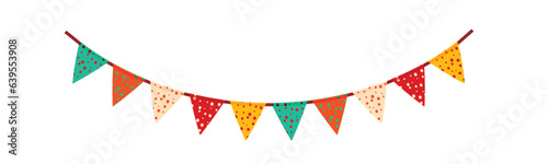 Festive flag garland vector illustration. Retro bunting in simple flat