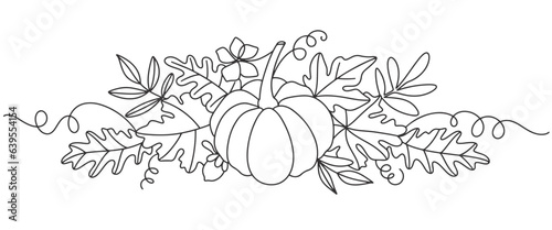Pumpkin autumn line art style vector illustration