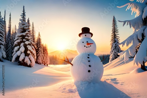 snowman in the snow © usman