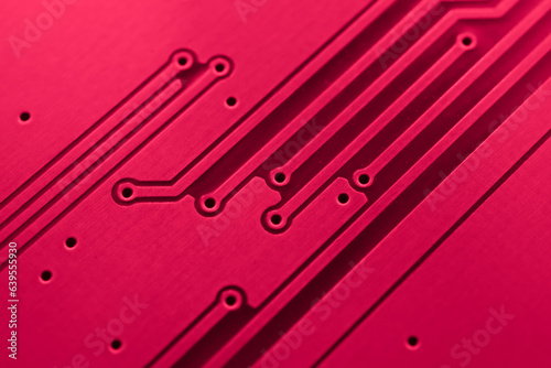 red printed circuit. layout of tracks