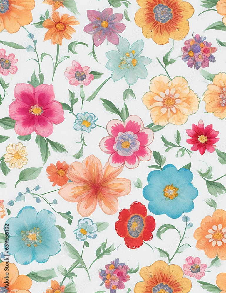 A Beautiful Flowers floral seamless pattern design Generative AI