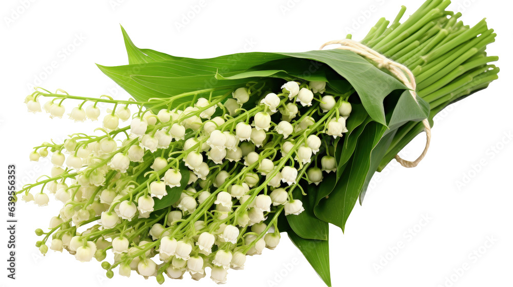 lily of the valley isolated on white - obrazy, fototapety, plakaty 