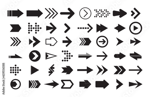 Arrow icon Set different arrows flat style isolated on white