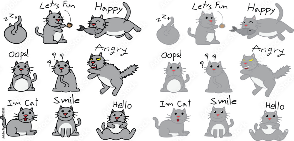 Cat doodle set