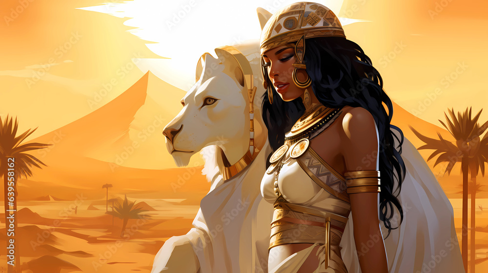 Illustration of the royal person of Egypt in traditional costume