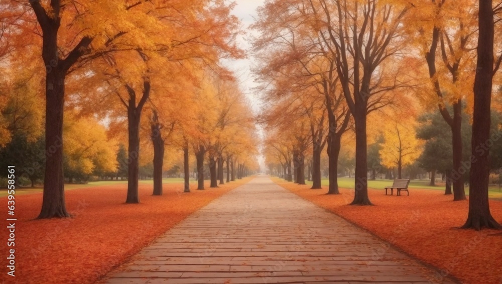 An empty path with autumn