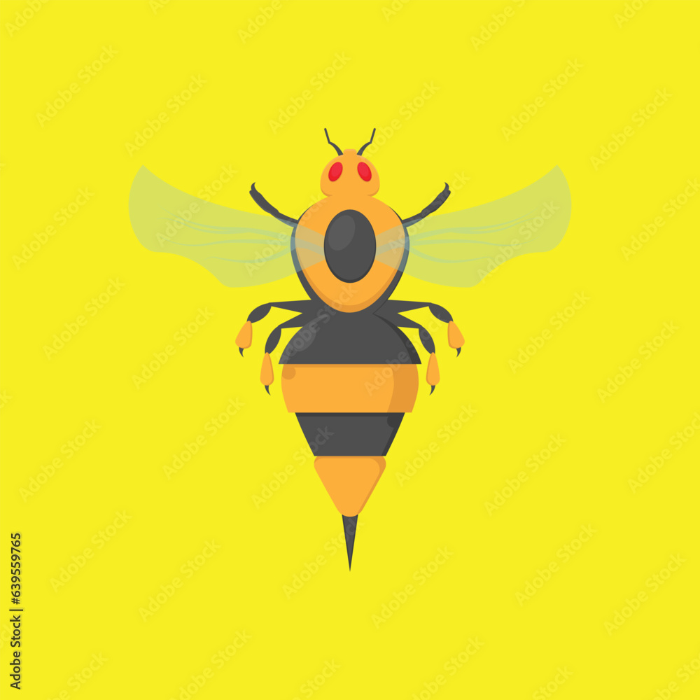 Obraz premium a cartoon bee on a yellow background