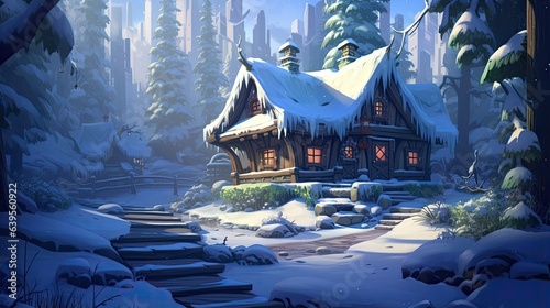 A house in a snowy forest