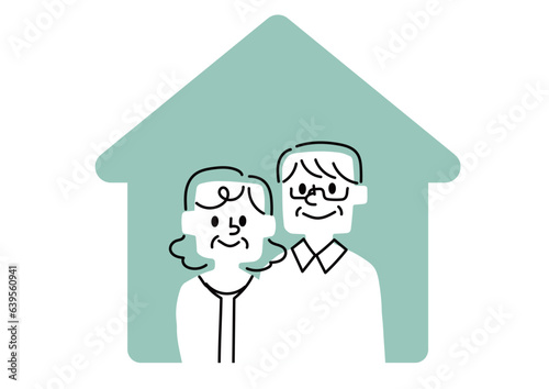 高齢者夫婦世帯のイラスト