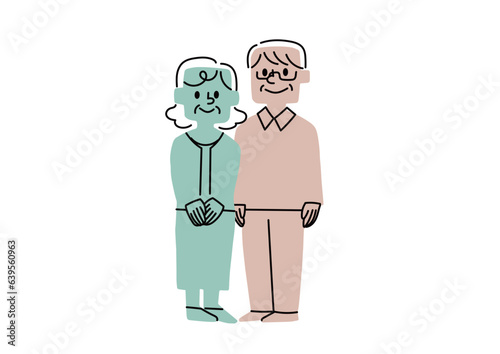 仲の良い老夫婦のイラスト