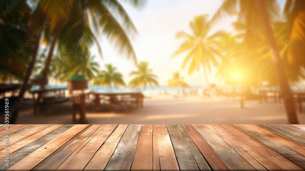Tropical natural background wooden table product display mockup placement for good with blurred rainforest and ocean, sea, vacation relax style, Tropical natural background wooden table product display mockup placement for good with blurred rainforest and ocean, sea, vacation relax style,
