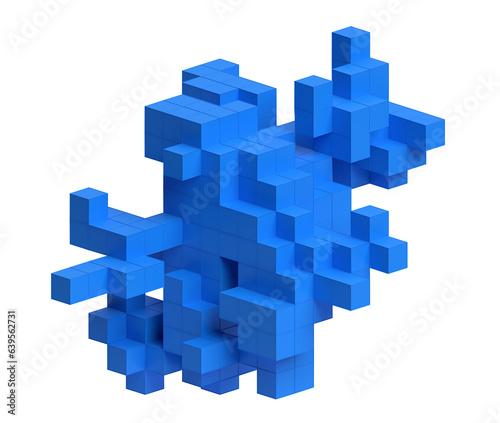 Blue geometric structure  3d render